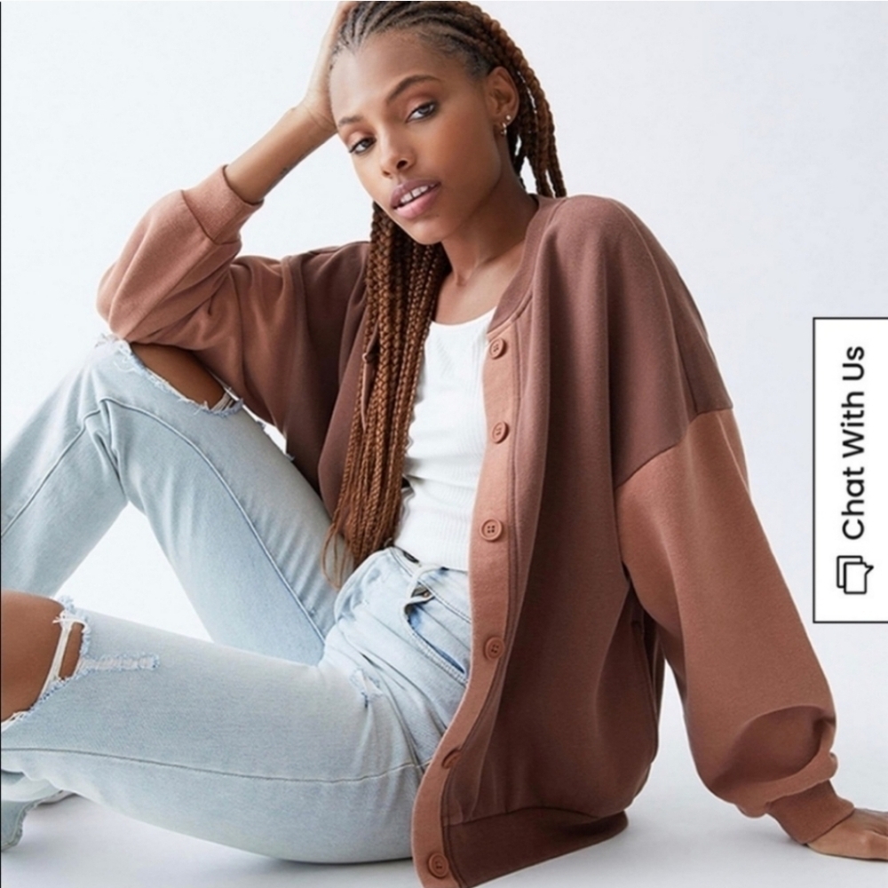 PacSun Womens Oversized ColorBlock Button Sweater Cardigan Size XS